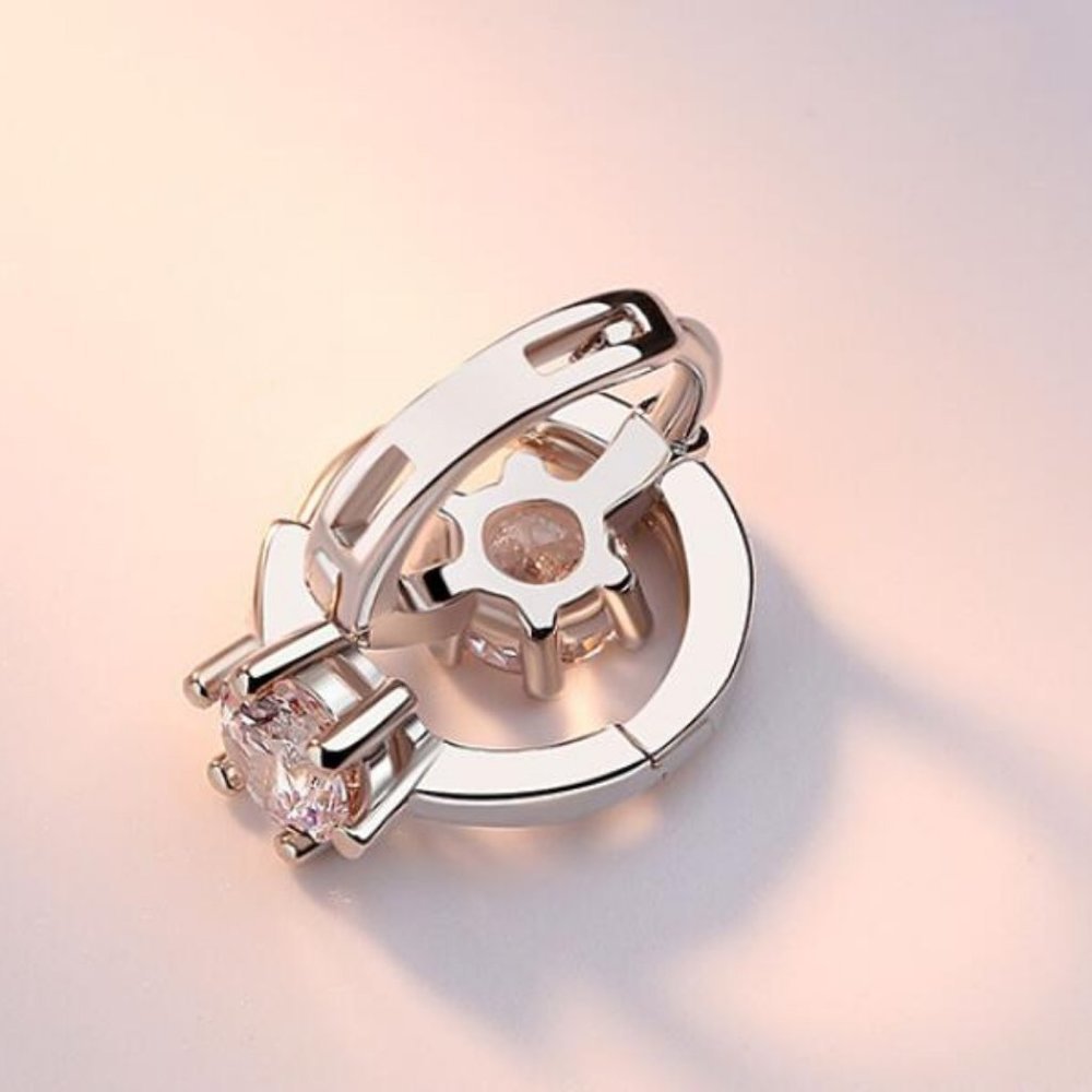 NEW 925 Sterling Silver Diamond Hoop Earrings - Picture 5 of 9